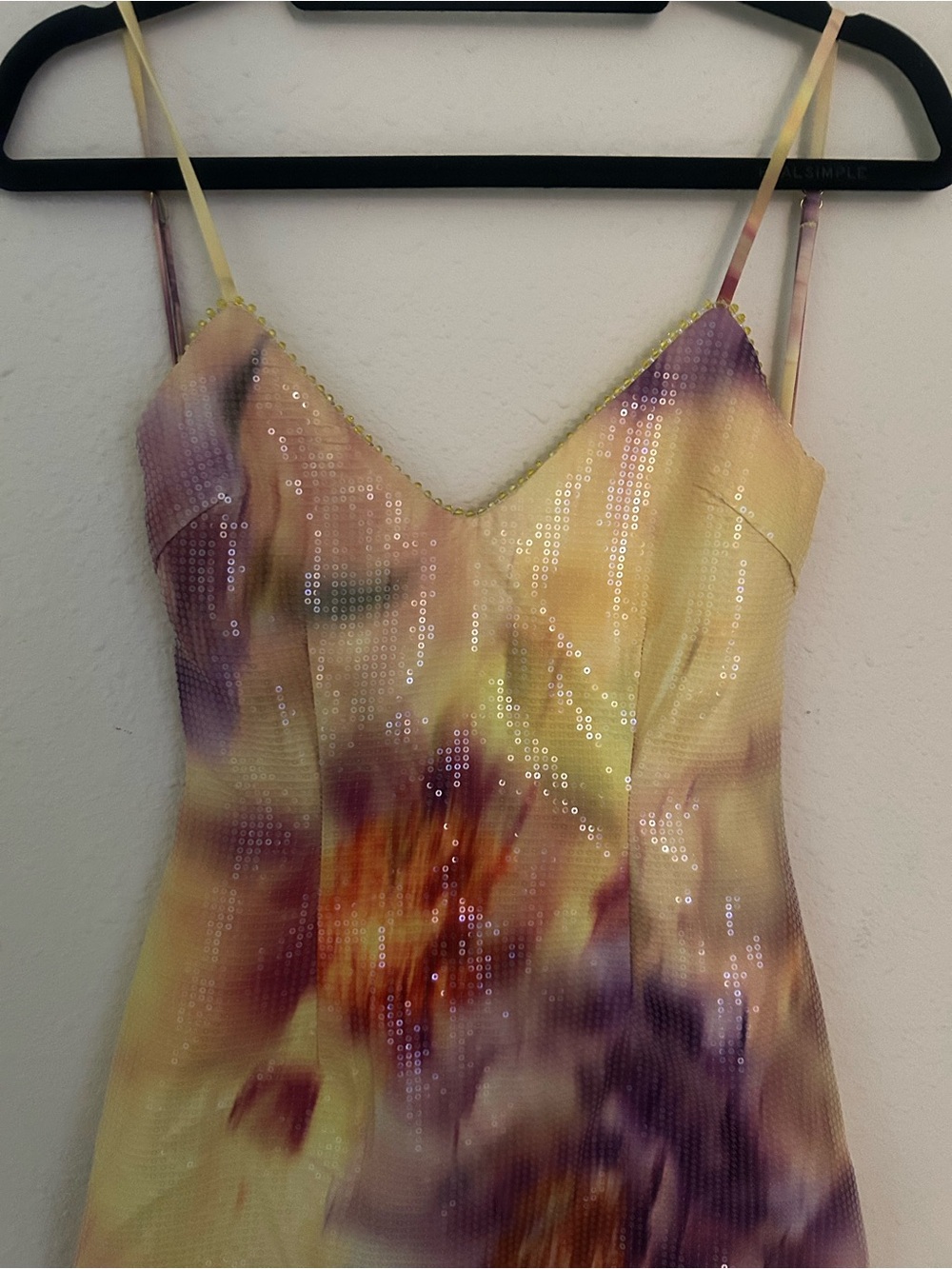 Tie-Dye Yellow & Purple Spaghetti-Strap Maxi Dress - Picture 4 of 8